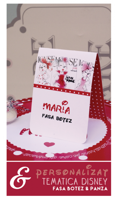Trusou de botez pentru fetite de inspiratie Disney cu Minnie Mouse, Red Dots  2